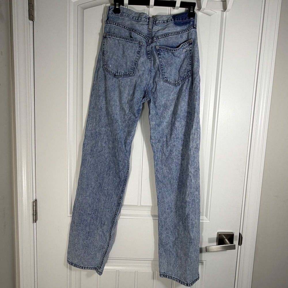 Aero 90s High Rise Baggy Jeans Light Wash Distressed 4 Reg 100% Cotton - Picture 4 of 10